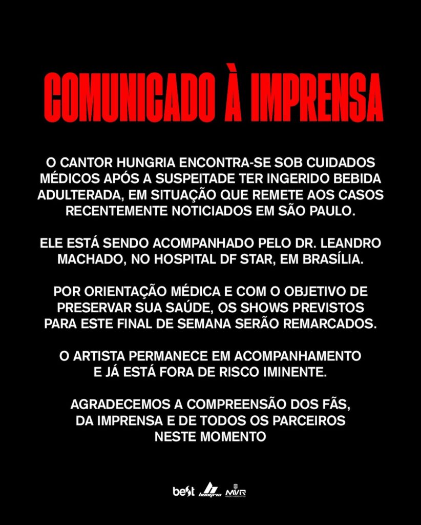 Intoxicação por metanol atinge rapper famoso
