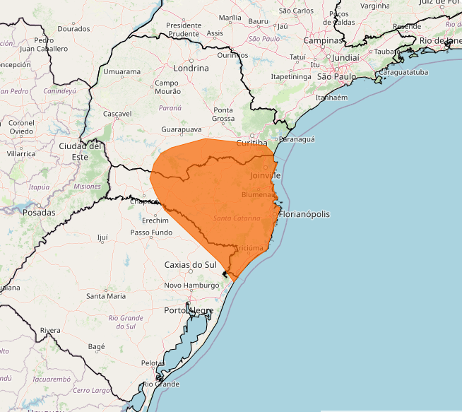Alerta Inmet para forte tempestade neste sábado, 04, até as 23 horas.
