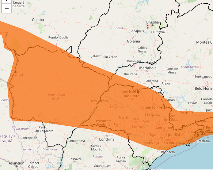 Alerta Inmet para fortes chuvas nos dias 13 e 14