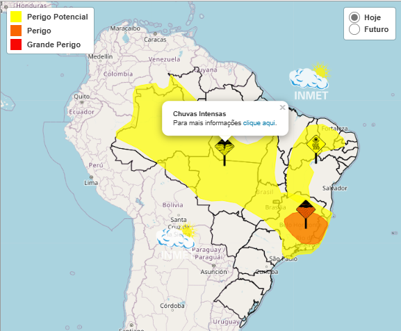 Alerta Inmet para fortes chuvas nos dias 31 e 01, veja as regiões