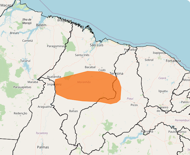 Alerta Inmet para risco de fortes chuvas nos dias 21 e 22