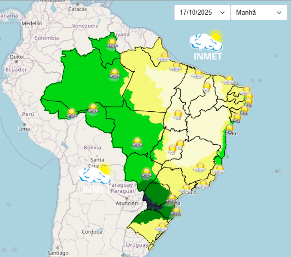 Alerta de tempestades severas e fortes chuvas em vários estados nesta 6°feira
