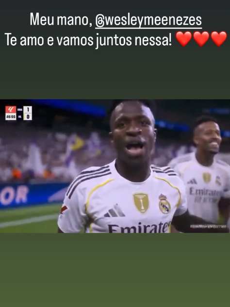 Vini Jr. surpreende ao revelar destinatário de recado após gol