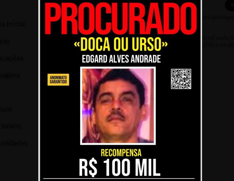Recompensa por Doca, do CV, equivale à oferecida por Beira-Mar