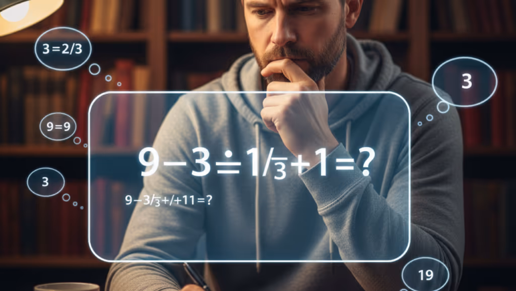 Quanto é 9–3 ÷ 1/3 + 1=? O teste clássico que engana até quem é bom de cálculo.