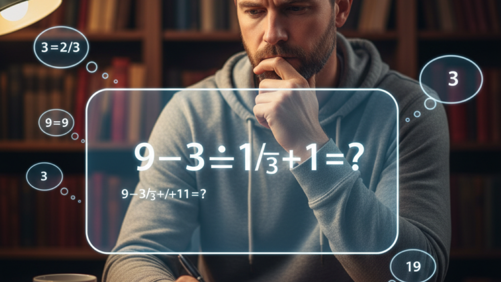 Quanto é 9–3 ÷ 1/3 + 1=? O teste clássico que engana até quem é bom de cálculo.