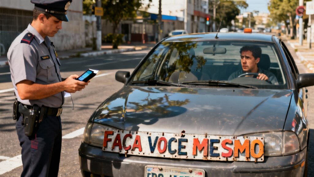 Motorista é parado por fazer placa de carro “faça você mesmo”