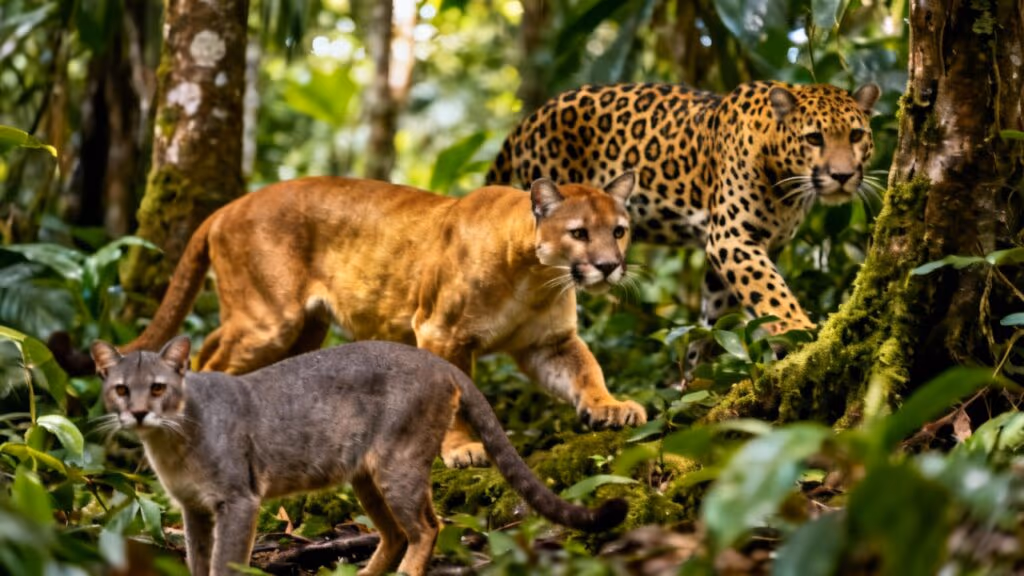 Onça-pintada, onça-parda e jaguatirica: Os grandes felinos da Amazônia