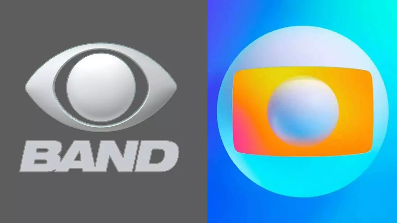 Foto dos logotipos da Band e da Globo