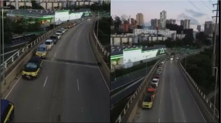 SP: Autoescolas estacionam carros na Ponte Estaiada contra fim das aulas obrigatórias