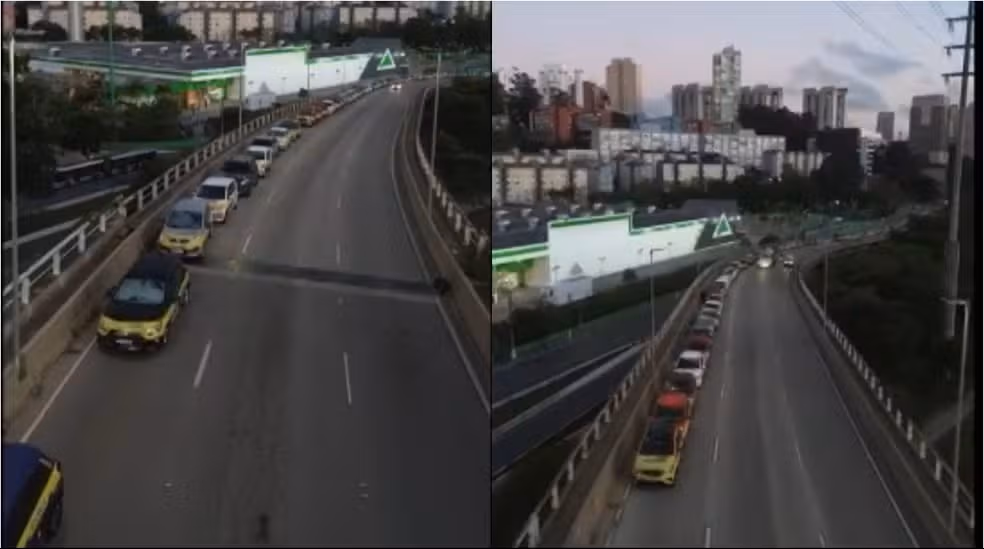SP: Autoescolas estacionam carros na Ponte Estaiada contra fim das aulas obrigatórias