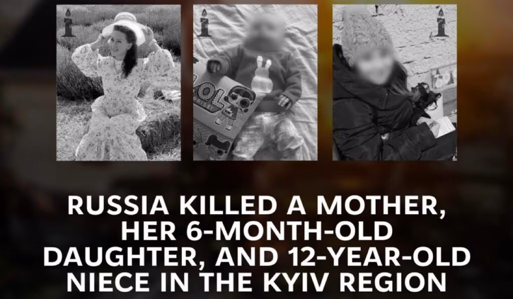 Ataque russo mata mãe, filha de 6 meses e sobrinha de 12 anos na região de Kiev