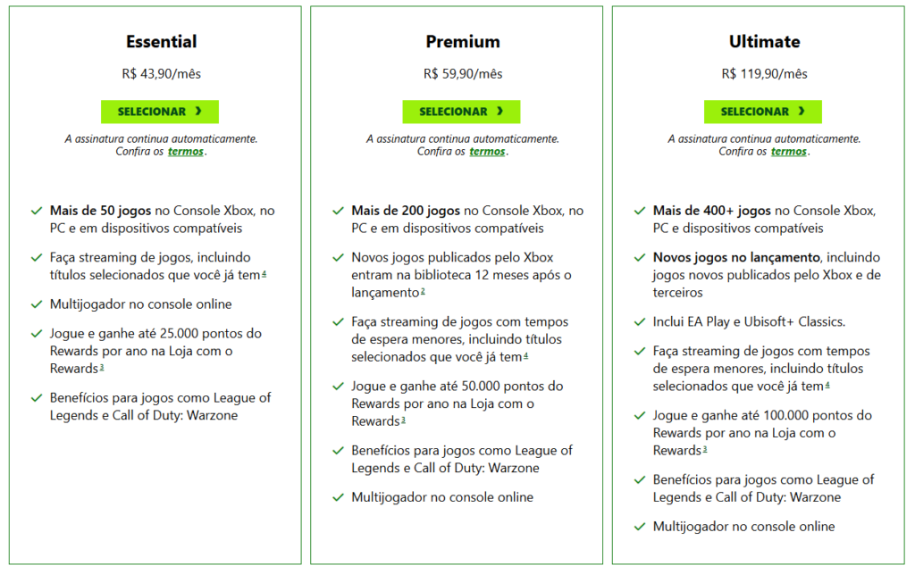 Novos valores do Xbox Game Pass no Brasil - Créditos: Reprodução/Xbox