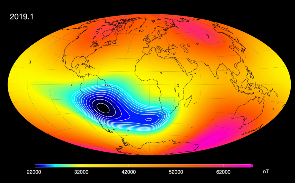 Anomalia Magnética do Atlântico Sul - Créditos: Reprodução/ESA