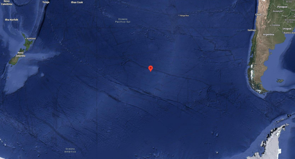 O Ponto Nemo é o local mais distante de terra firme no nosso planeta - Reprodução/Google Maps