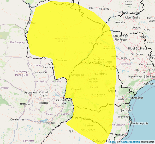 Alerta Inmet para os riscos de forte tempestade nos dias 11 e 12