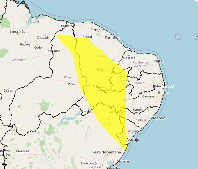 Alerta Inmet para os riscos de fortes chuvas nos dias 19 e 20, veja onde