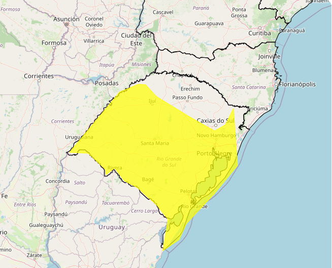 Alerta do Inmet para riscos de fortes chuvas até a meia noite dessa 4°feira, 12