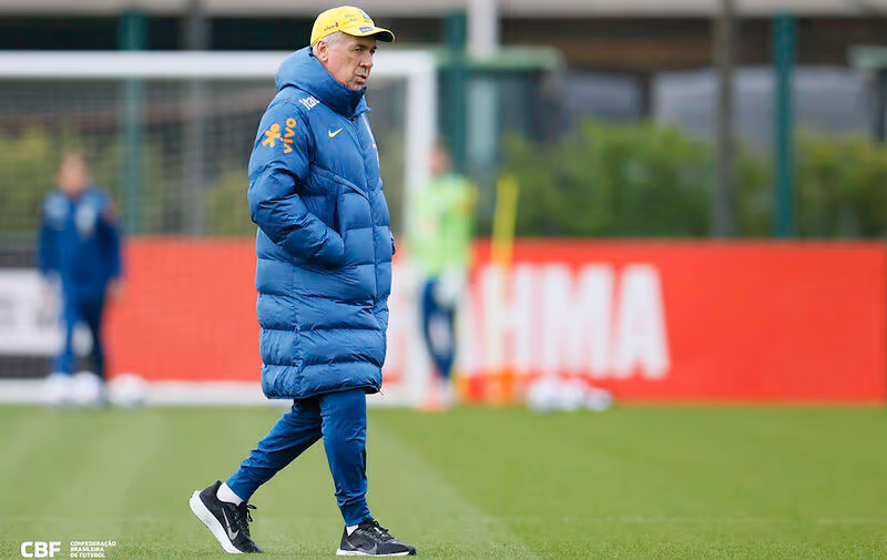 Ancelotti comanda treino da Seleção com elenco esvaziado em última data FIFA