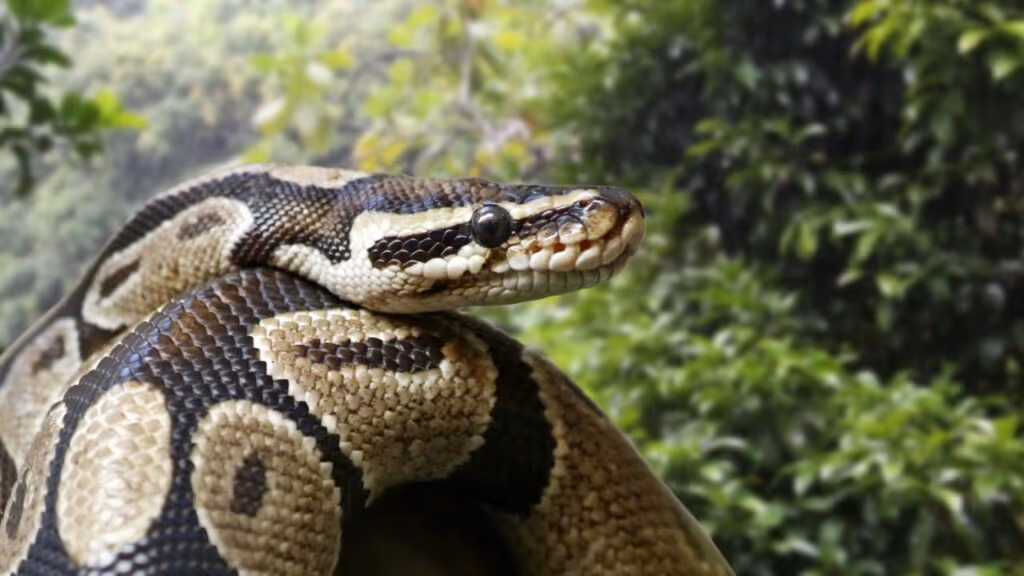 Homem da de cara com Píton no meio do Pantanal
