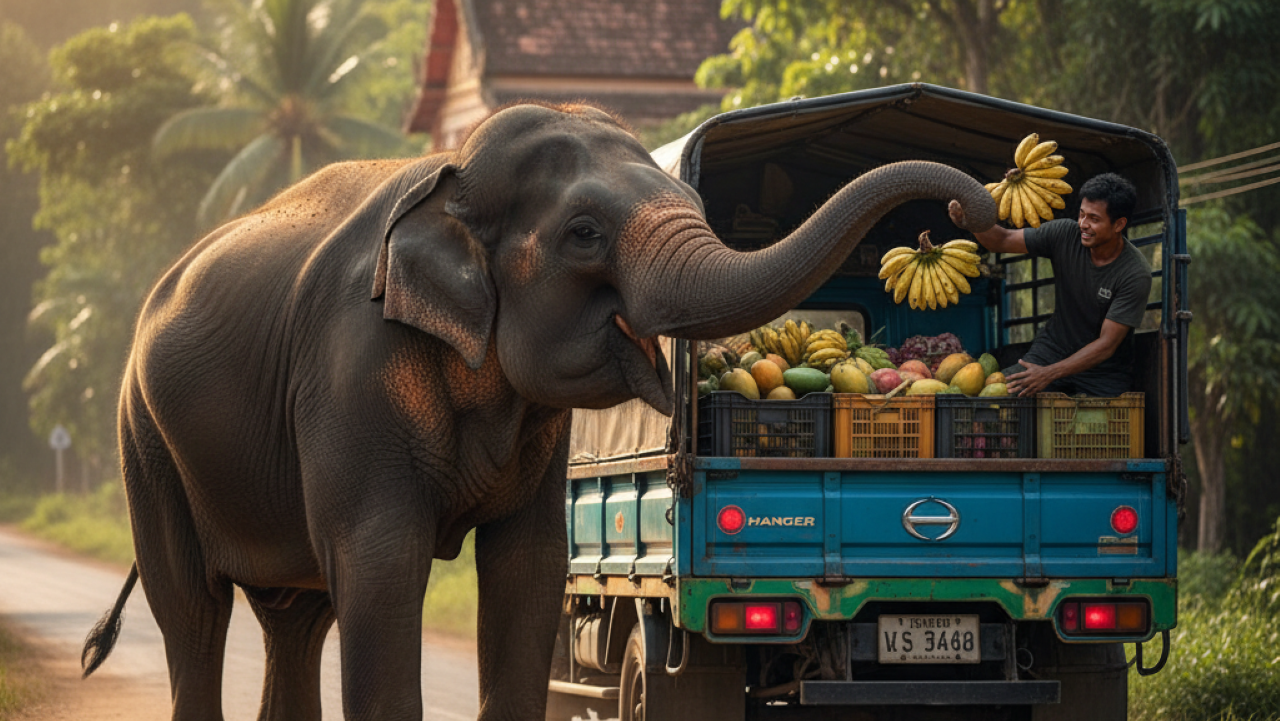 Elefante cobra ”taxa” para quem quiser passar na estrada e viraliza