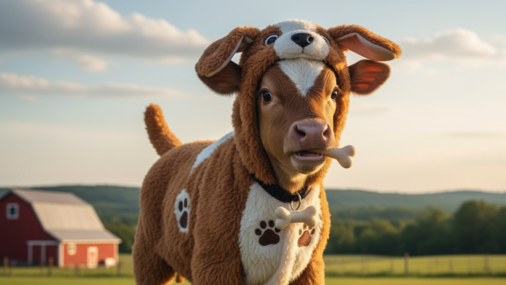 Criado por cachorros, bezerro comove ao agir como um deles