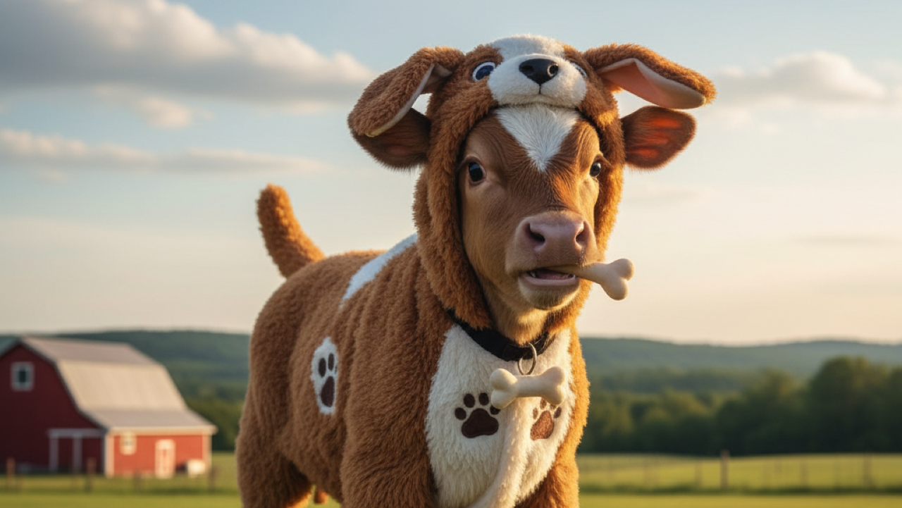 Criado por cachorros, bezerro comove ao agir como um deles