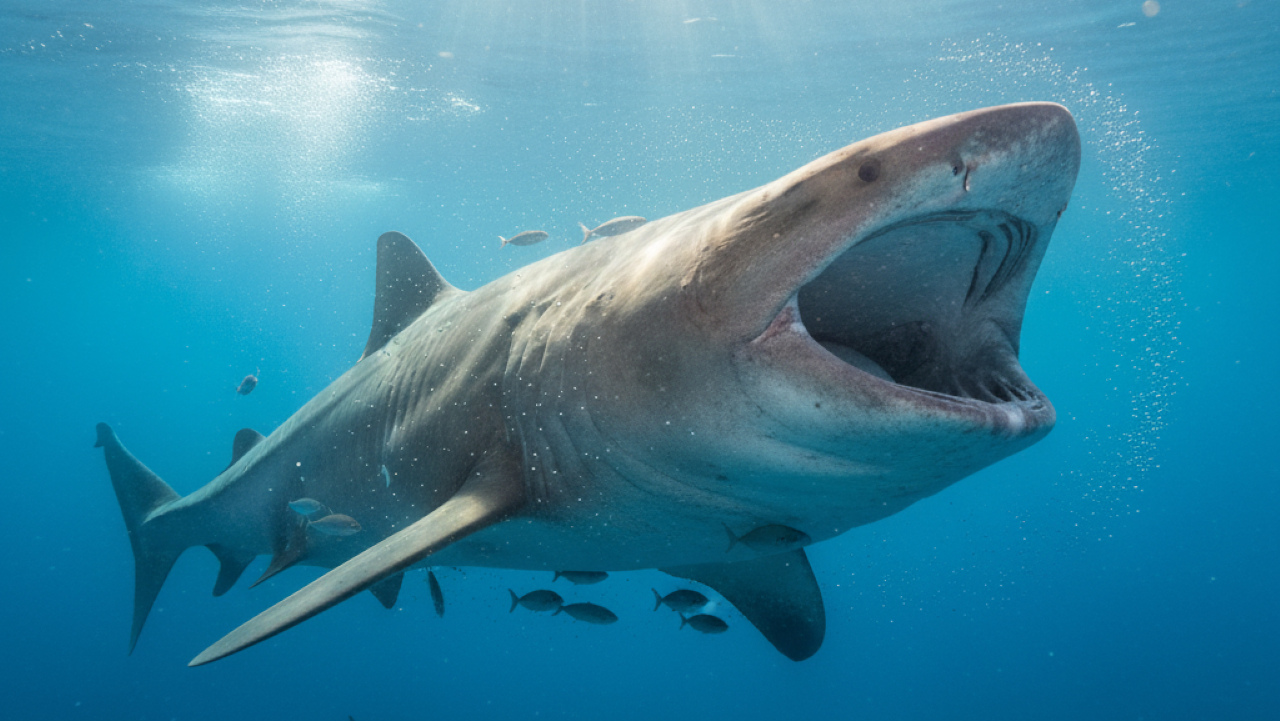 Tubarão gigante com mais de 10 metros de largura é avistado em alto-mar