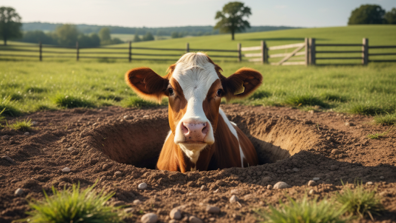 Vaca fica presa em buraco e resgate surpreendente comove a internet