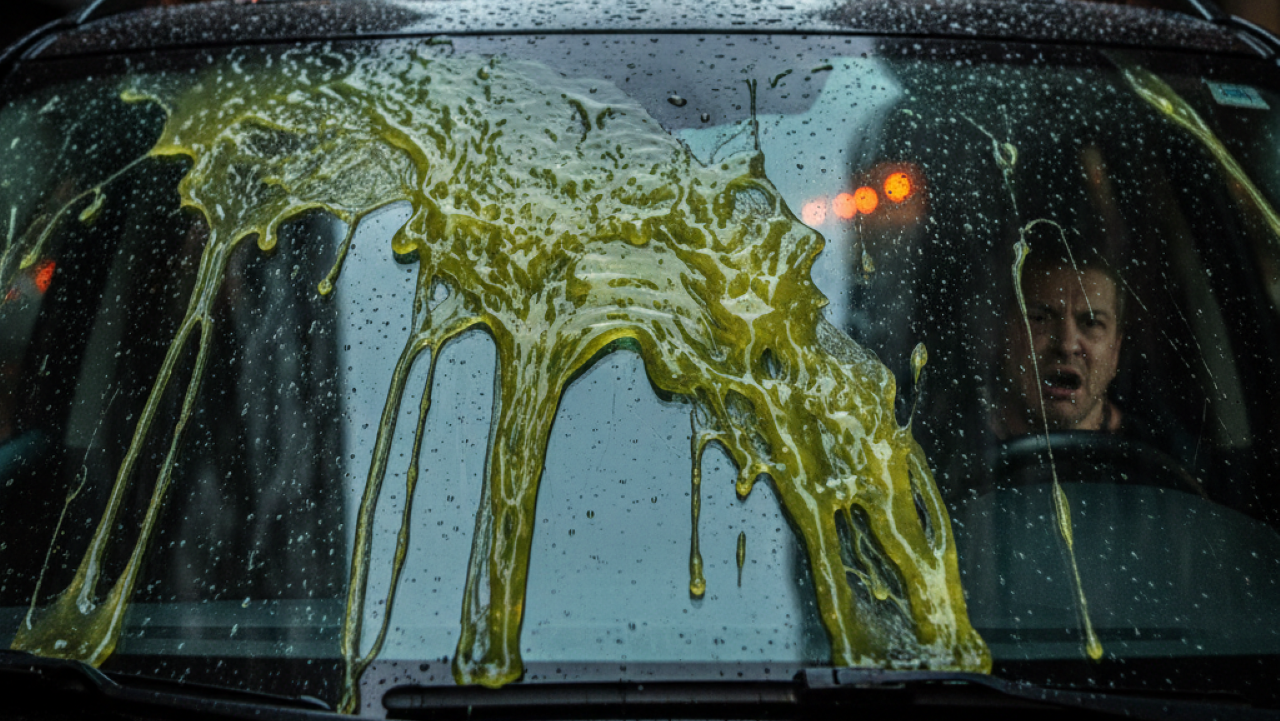 Como agir corretamente caso alguém jogar algo no para-brisa com o carro em movimento