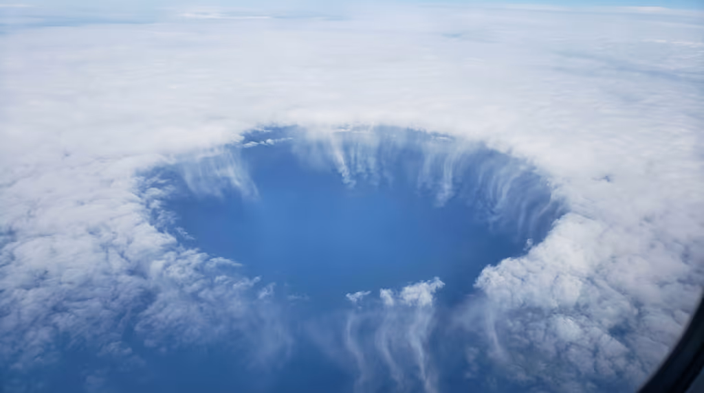 O que é isso, um disco voador? Não, é um fenômeno conhecido como “fallstreak holes”