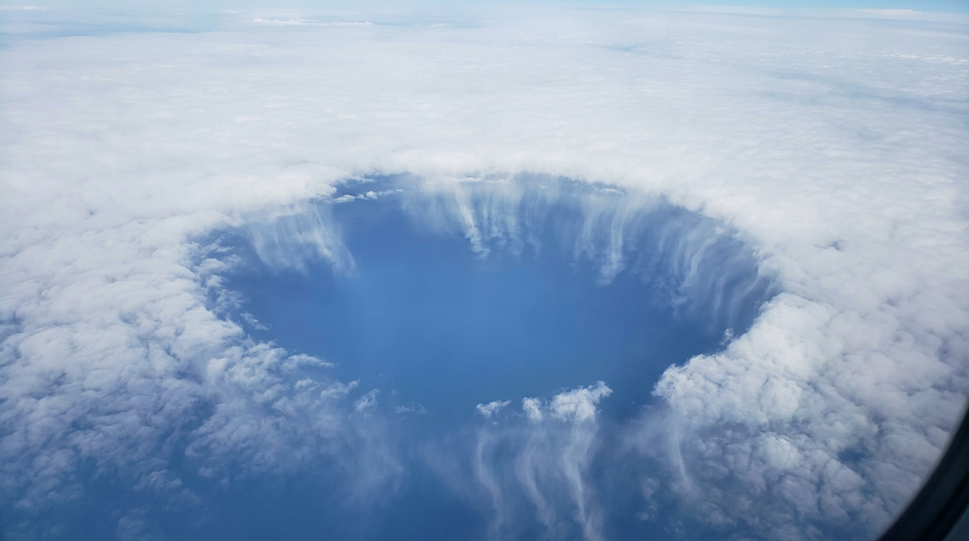 O que é isso, um disco voador? Não, é um fenômeno conhecido como “fallstreak holes”