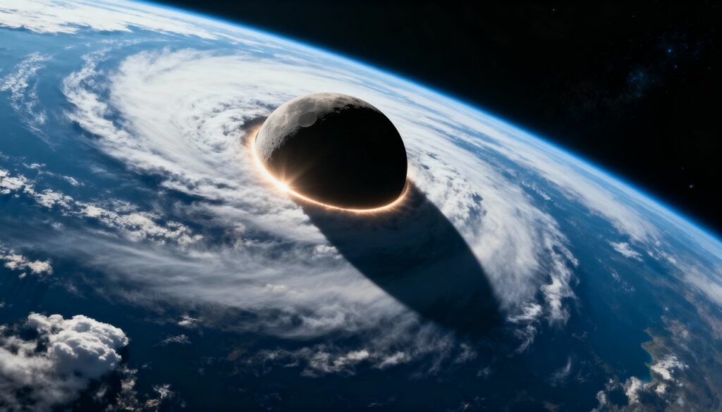 Sabe como é um eclipse solar visto do espaço? É assim!