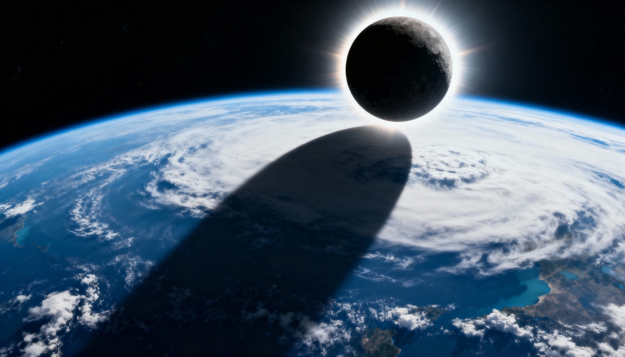 Sabe como é um eclipse solar visto do espaço? É assim!