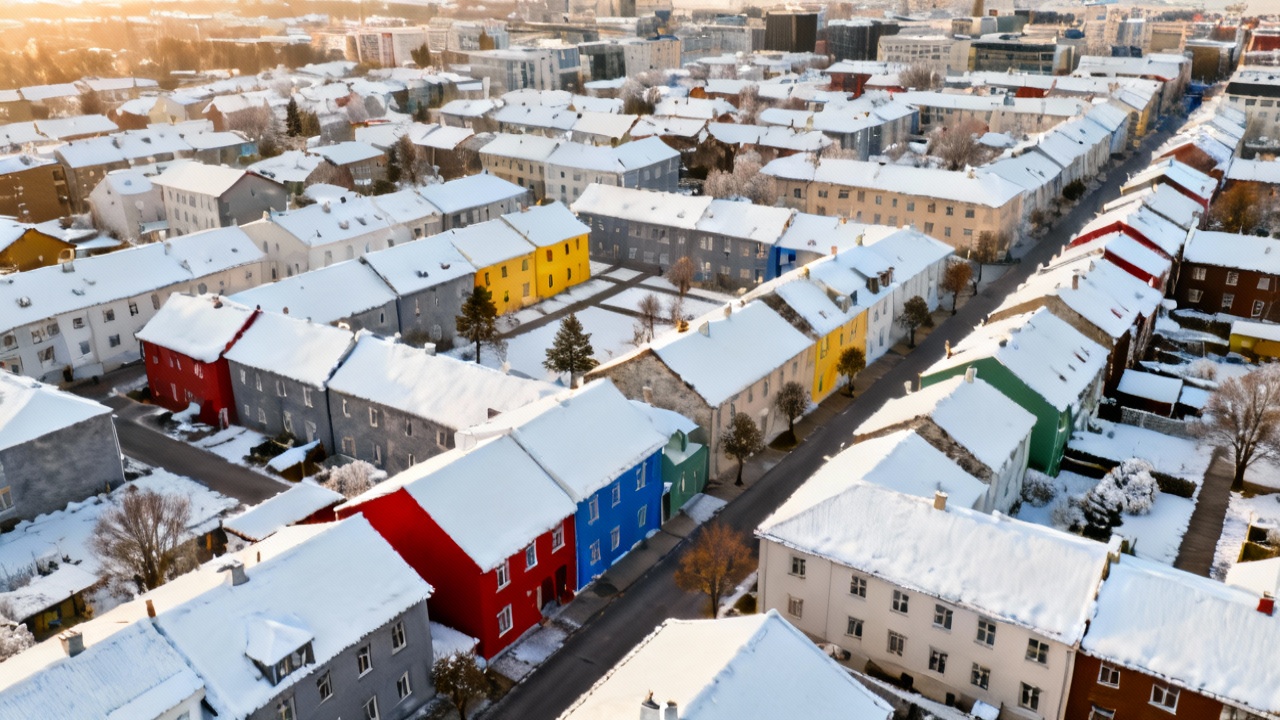 Todos os telhados das casas dessa cidade agora devem ter a mesma cor, é a lei