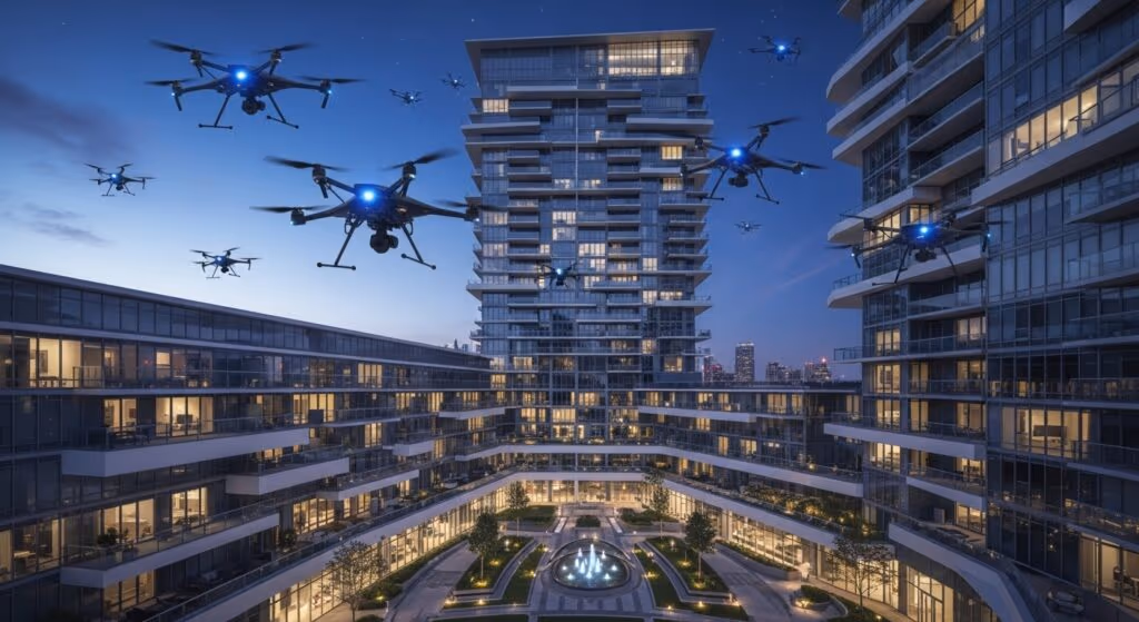Drones de vigilância em condomínios