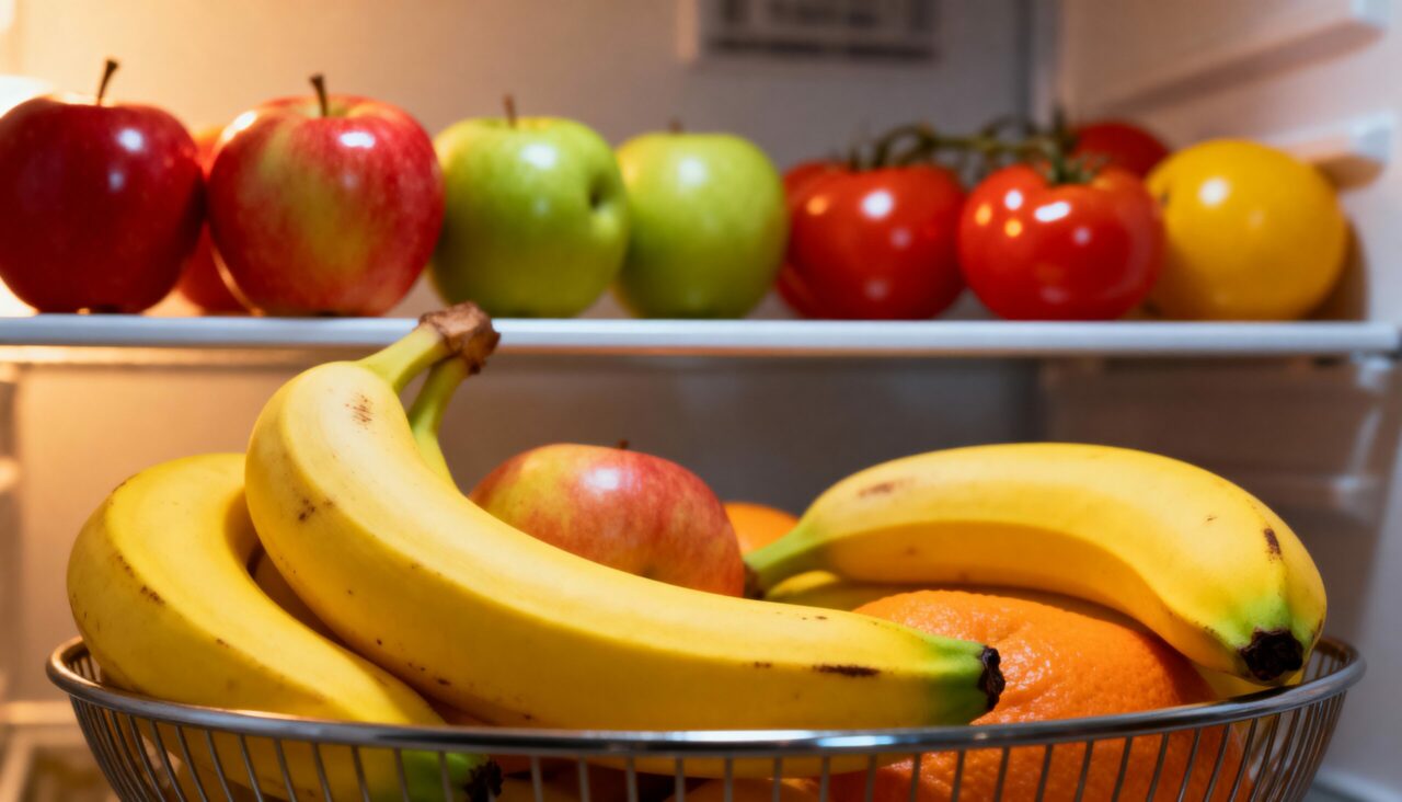 As bananas se manterão frescas por dias sem escurecer se forem armazenadas desta forma na cozinha.