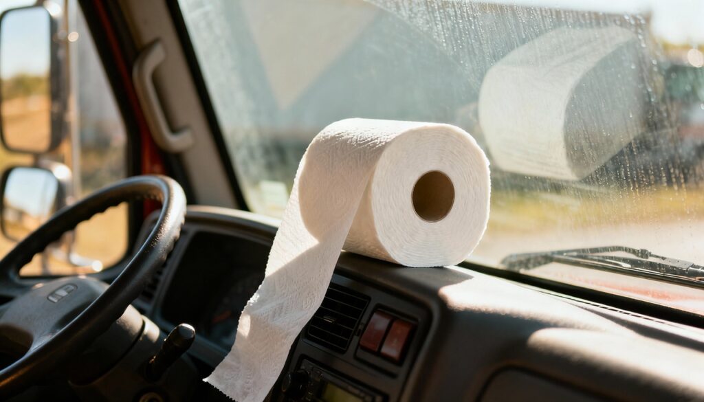 Por que motoristas que fazem longas viagens colocam papel higiênico em seus para-brisas?