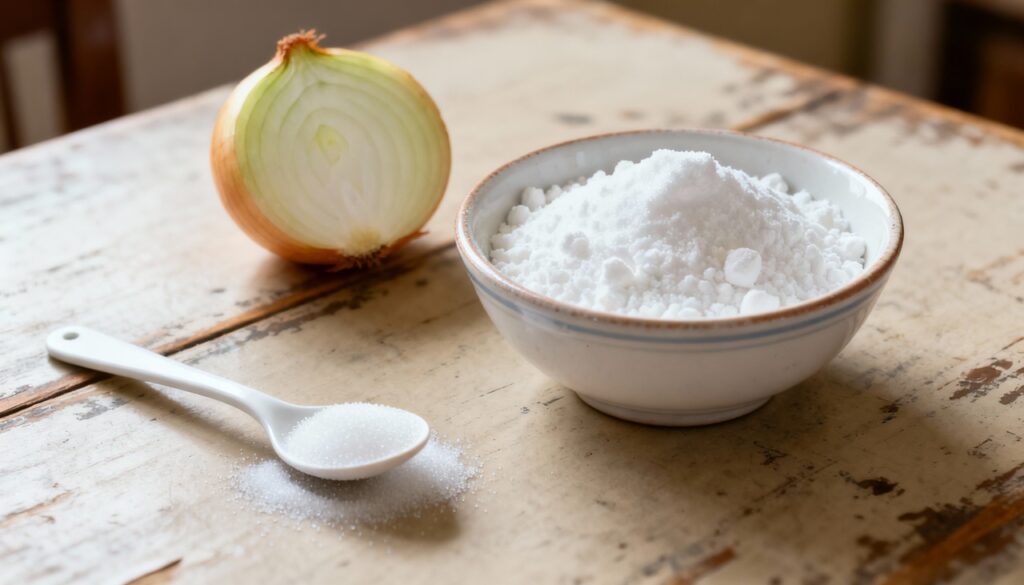 Misturar cebola com bicarbonato de sódio: Por que é recomendado e para que serve.