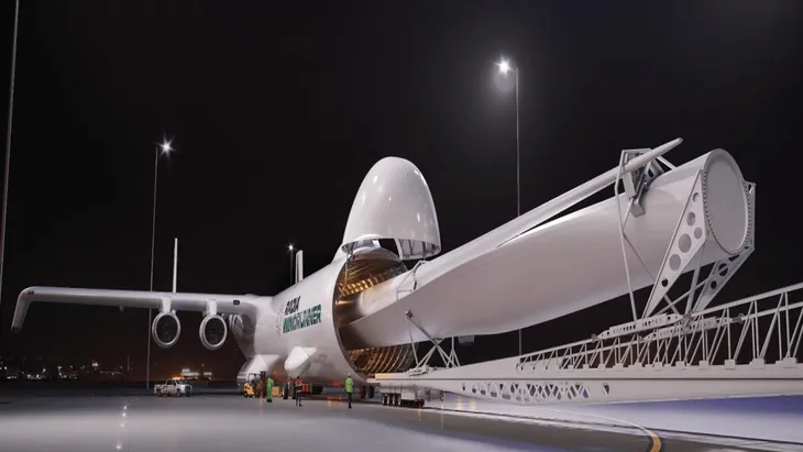 O avião da Radia terá a capacidade de levar uma pá eólica por vez - Reprodução/Radia