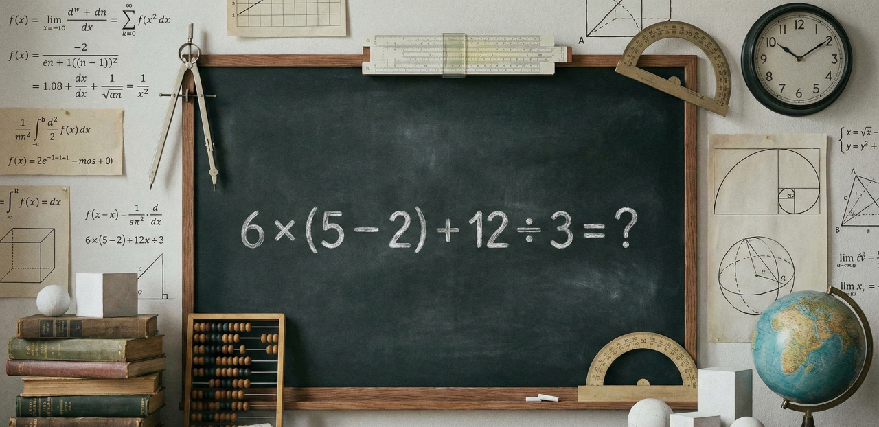 Quanto é 6 × (5 – 2) ÷ 12 ÷ 3? A conta que 98% das pessoas erram