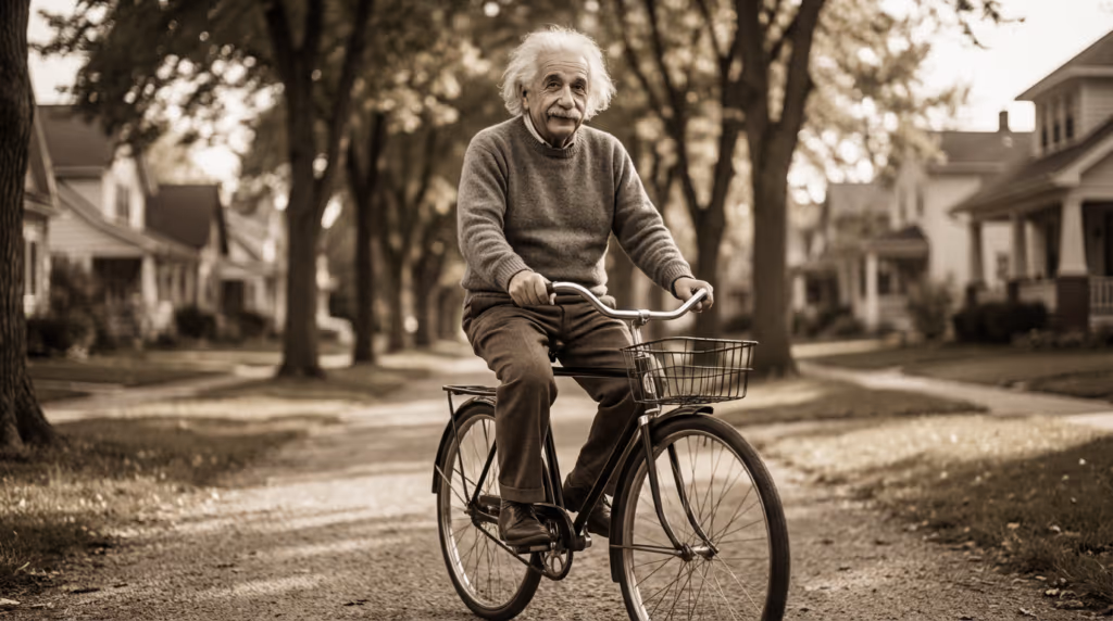Albert Einstein: “A vida é como uma bicicleta. Para manter o equilíbrio é preciso se manter em movimento”