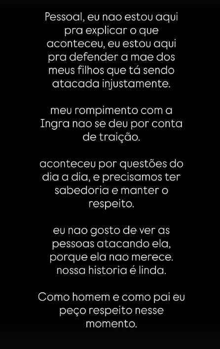 Zé Vaqueiro rompe o silêncio sobre separação de Ingra Soares