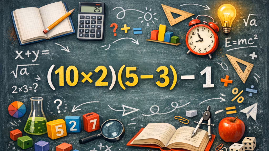 Você consegue resolver (10 × 2)(5 – 3) – 1 sem errar a ordem?