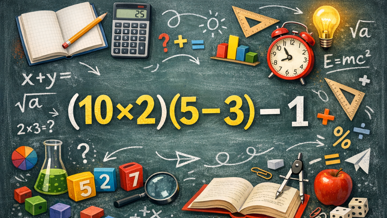 Você consegue resolver (10 × 2)(5 – 3) – 1 sem errar a ordem?