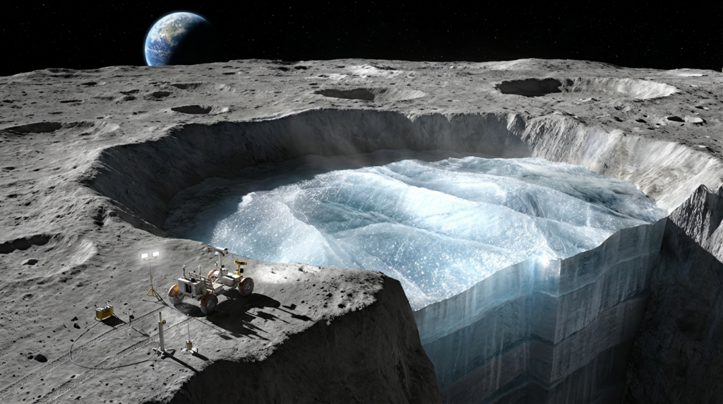 China revela ao mundo reserva gigantesca de água descoberta na lua