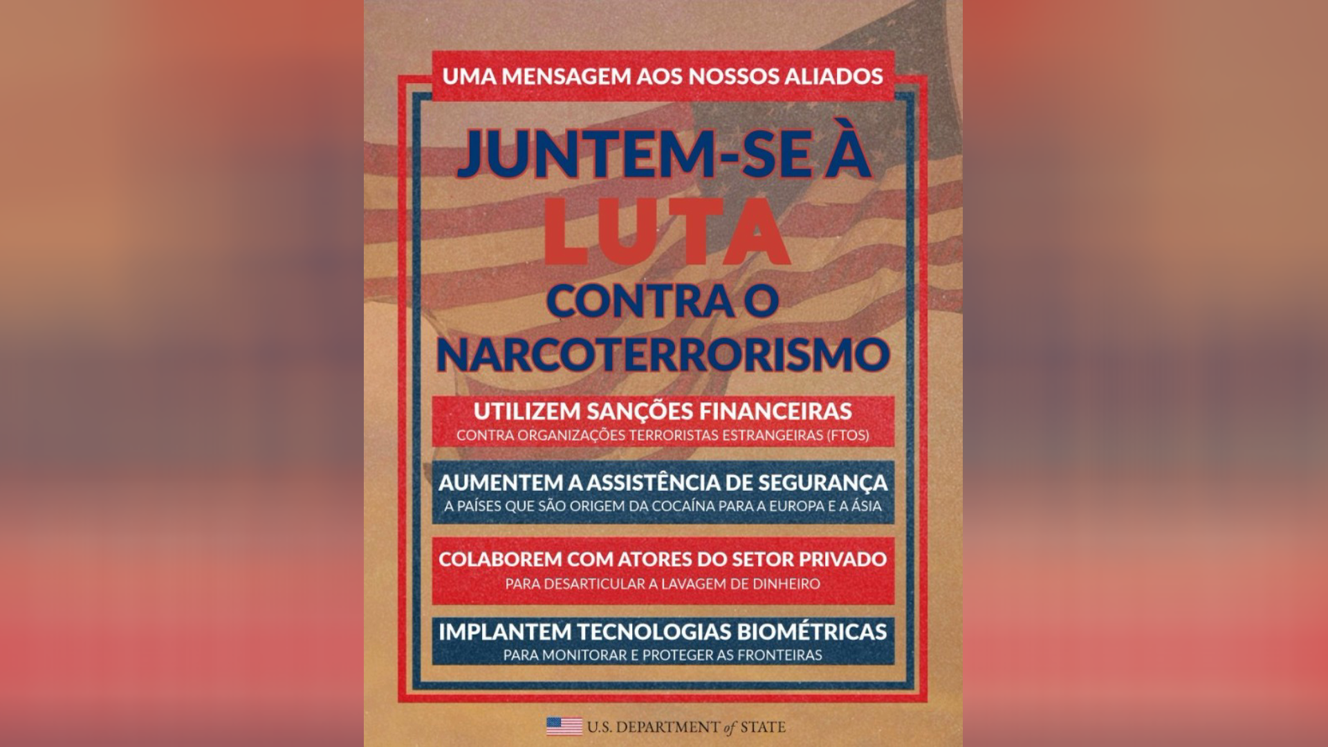 Crusoé: Consulado dos EUA convoca “luta contra o narcoterrorismo”