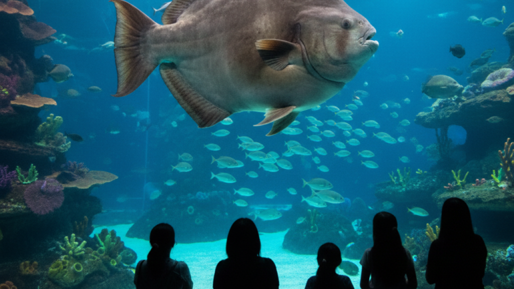Peixe-lua gigante volta a se alimentar após “visitantes de papelão” serem colocados perto dele