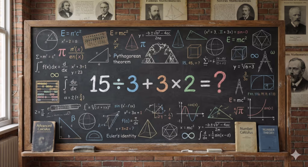 Quanto é 15 ÷ 3 + 3 × 2? Parece simples, mas 80% erra por causa de um detalhe