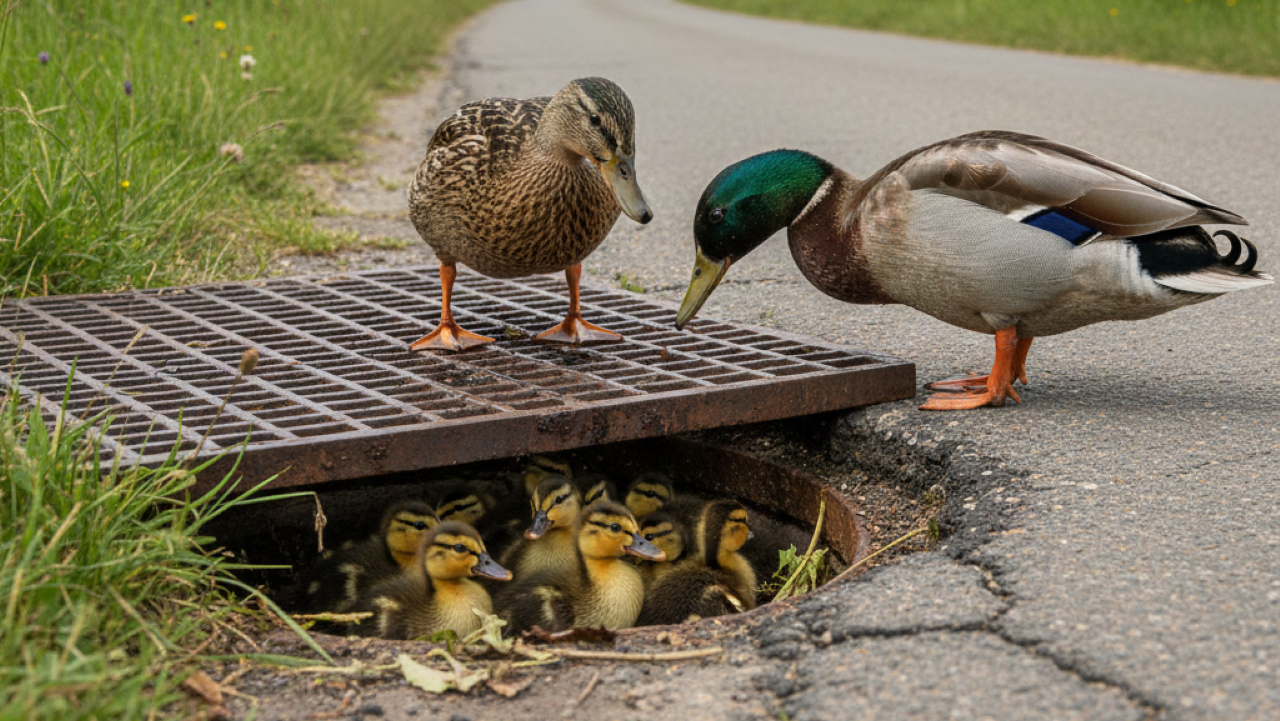 Resgate de patinhos em bueiro na beira da estrada emociona o Brasil